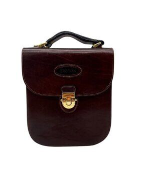 Oroton Chestnut Brown Vintage Leather Crossbody Bag